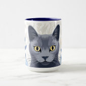 Russische Blaukatzengelbe Blumen Tasse (Zentrum)