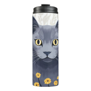 Russische Blaukatzengelbe Blumen Thermosbecher
