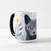 Russische Blaukatzengelbe Blumen Verwandlungstasse (Vorderseite Links)