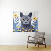 Russische Blaukatzengelbe Blumen Wandteppich (Beispiel (Horizontal))