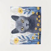 Russische Blaukatzengelbe Blumen Wandteppich (Vorderseite)