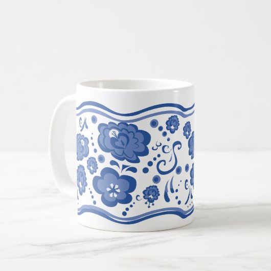 Russische BlumenGzhel Art Kaffeetasse (Vorderseite Links)