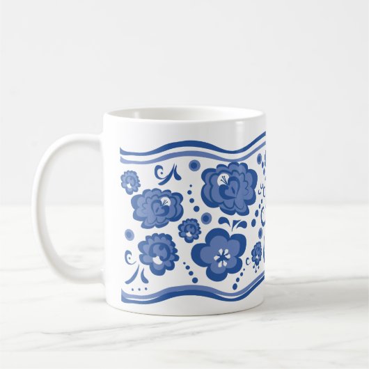 Russische BlumenGzhel Art Kaffeetasse (Links)