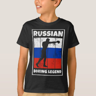 Russische Boxlegende mit Flagge für Russland Boxer T-Shirt