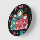 Russische Dollars schwarz Runde Wanduhr (Winkel)