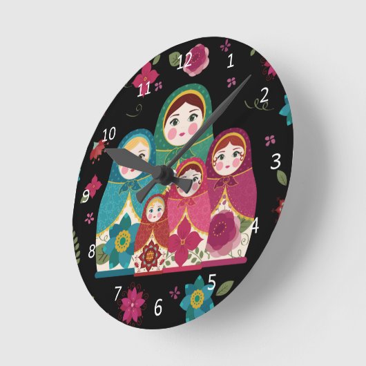 Russische Dollars schwarz Runde Wanduhr (Winkel)