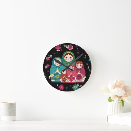 Russische Dollars schwarz Runde Wanduhr (Zuhause)