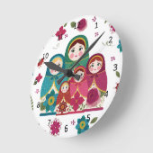 Russische Dollars weiß Runde Wanduhr (Winkel)