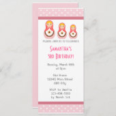 Russische Dollars zum Geburtstag Einladung Pink Po (Vorne/Hinten)