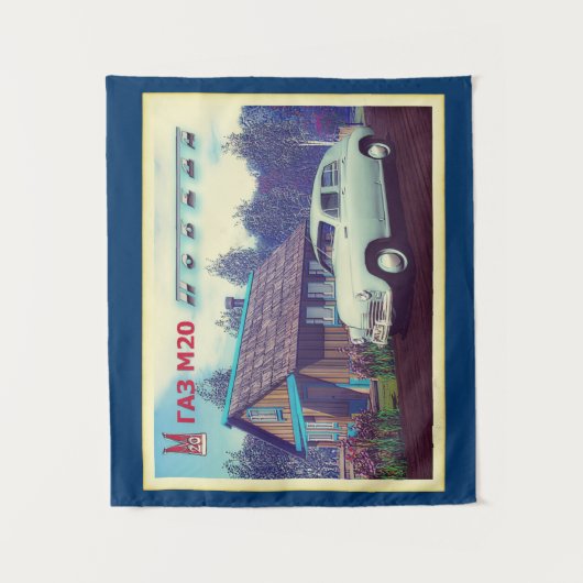 Russische Firma GAZ M-20 Auto und Dacha Wandteppich (Vorderseite)