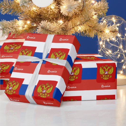 Russische Flagge, Adler & Russland Geschenke /Spor Geschenkpapier (Feiertage)