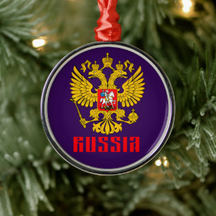 Russische Flagge Imperialer Adler Russische Orthod Ornament Aus Metall