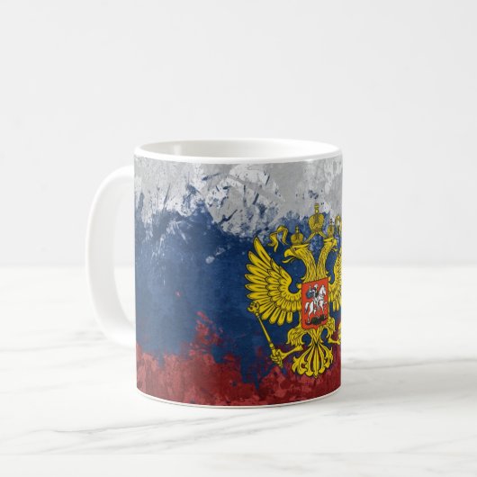 Russische Flagge Kaffeetasse (Vorderseite Links)