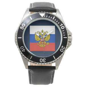 Russische Flagge Kaiseradler Russisch-Orthodox Armbanduhr