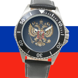 Russische Flagge Kaiseradler Russisch-Orthodox Armbanduhr