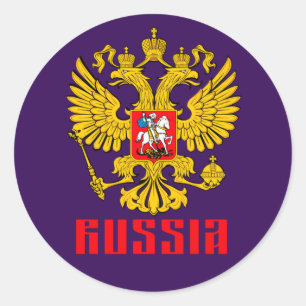 Russische Flagge Kaiseradler Russisch-Orthodox Runder Aufkleber
