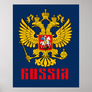 Russische Flagge Kaiserlicher Adler Russisch-Ortho Poster