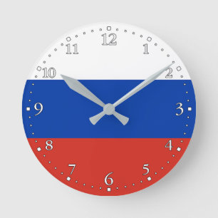 Russische Flagge Runde Wanduhr