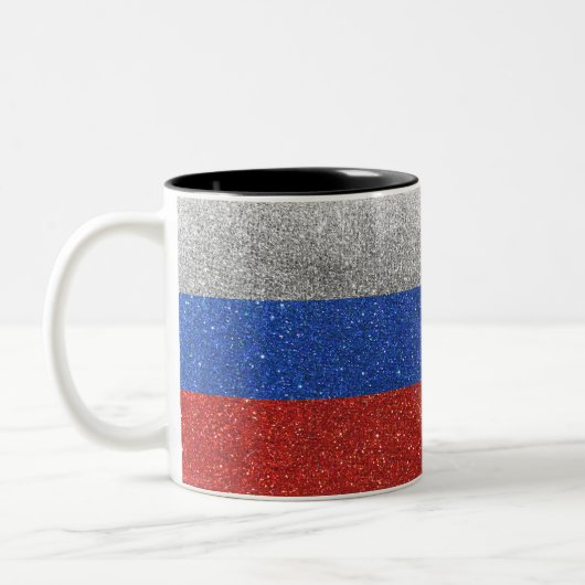 Russische Flagge Russland Glitzer Zuhause Office K Zweifarbige Tasse (Links)
