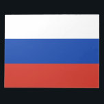 Russische Flagge (Russland) Notepad Notizblock<br><div class="desc">Dieses Design zeichnet sich durch die Nationalflagge Russlands (auch als Russische Föderation bekannt) aus, eines transkontinentalen Landes zwischen Osteuropa und Nordasien. Russland ist das größte Land der Welt und das bevölkerungsreichste Land Europas. Russland besteht aus mehr als einem Achtel der bewohnten Landfläche der Erde. Die russische Hauptstadt Moskau ist die...</div>