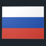 Russische Flagge (Russland) Notepad Notizblock<br><div class="desc">Dieses Design zeichnet sich durch die Nationalflagge Russlands (auch als Russische Föderation bekannt) aus, eines transkontinentalen Landes zwischen Osteuropa und Nordasien. Russland ist das größte Land der Welt und das bevölkerungsreichste Land Europas. Russland besteht aus mehr als einem Achtel der bewohnten Landfläche der Erde. Die russische Hauptstadt Moskau ist die...</div>