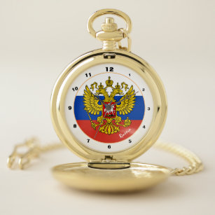 Russische Flagge & Russland trendige Mode / Р о с  Taschenuhr