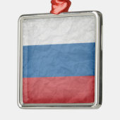 Russische Flagge Silbernes Ornament (Links)