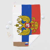 Russische Flagge und Russland mit Monogramm Golfha Golfhandtuch (Insitu)