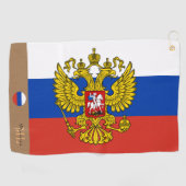 Russische Flagge und Russland mit Monogramm Golfha Golfhandtuch (Horizontal)