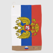 Russische Flagge und Russland mit Monogramm Golfha Golfhandtuch (Vorderseite)