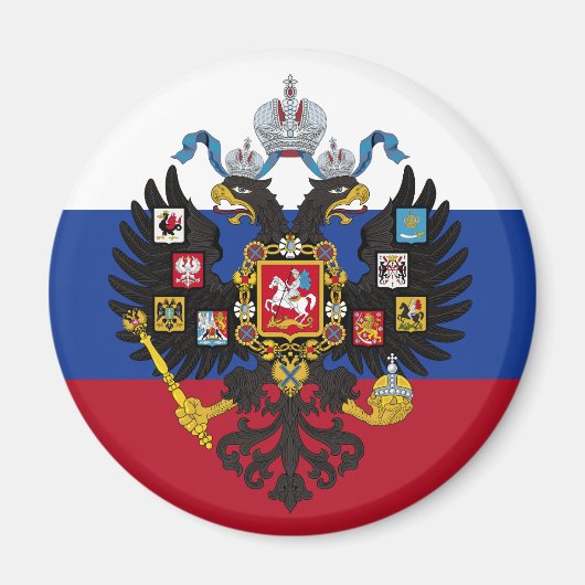 Russische Flagge und Wappen Magnet (Vorne)