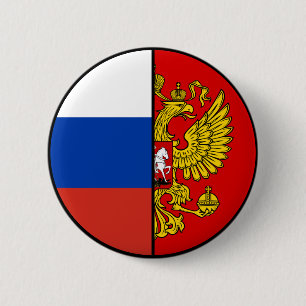 Russische Flagge und Wappen Patriotisch Button