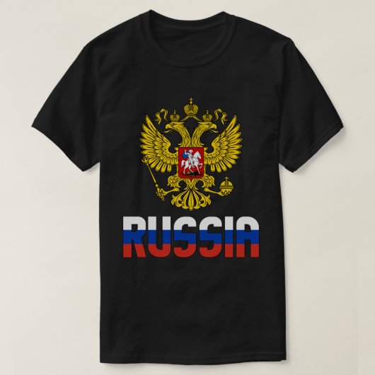 Russische Flagge und Wappen Patriotisch T-Shirt (Design vorne)