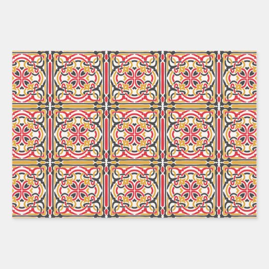 Russische Folk Art Red Berries und ladyug geometri Geschenkpapier Set (Vorderseite 3)