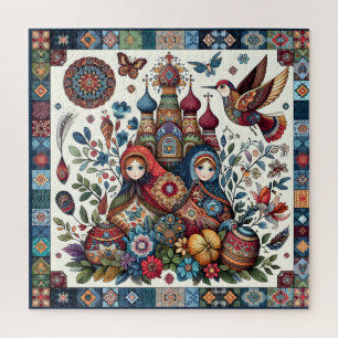 Russische Folklore Matryoshka Boho Chic Floral Puzzle