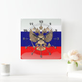 Russische Hochglanzflagge Quadratische Wanduhr (Zuhause)