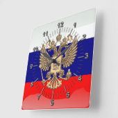 Russische Hochglanzflagge Quadratische Wanduhr (Winkel)