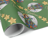 Russische Icon Guardian Angel + Gold Stars Geschenkpapier (Rolleneckpunkt)