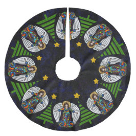 Russische Icon Guardian Angels und Weihnachtsbaume Polyester Weihnachtsbaumdecke