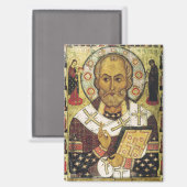 Russische Ikone des hl. Nikolaus Magnet (Vorderseite/Rückseite)