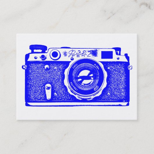 Russische Kamera - Blau auf Weiß Visitenkarte (Vorderseite)