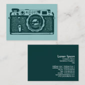 Russische Kamera - Dunkelgrün auf blaugrün Visitenkarte (Vorne/Hinten)