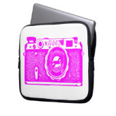 Russische Kamera - Magenta auf Weiß Laptopschutzhülle (Vorderseite Links)