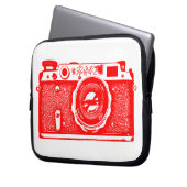 Russische Kamera - Rot auf Weiß Laptopschutzhülle (Vorderseite Links)
