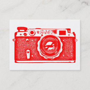 Russische Kamera - Rot auf Weiß Visitenkarte