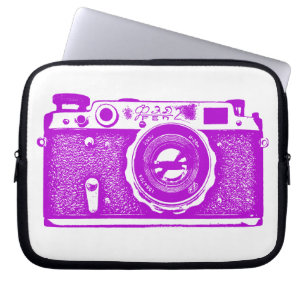 Russische Kamera - Violett auf Weiß Laptopschutzhülle