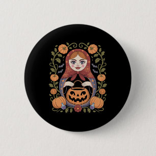 Russische Kultur Khokhloma Doll Matroska Halloween Button