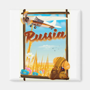Russische Landschaft Cartoon Reiseplakat Magnet
