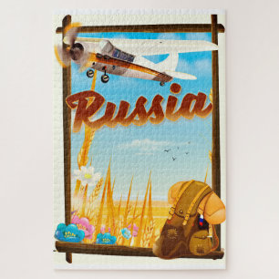 Russische Landschaft Cartoon Reiseplakat Puzzle