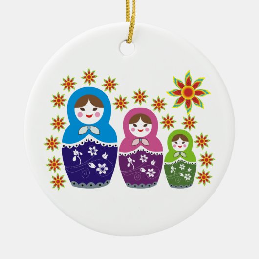Russische Matryoshka Dolls Zollschmuck Keramikornament (Vorne)